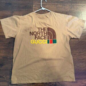 Luxury Collaboration TNF x Gucci Web Stripe Beige Tee